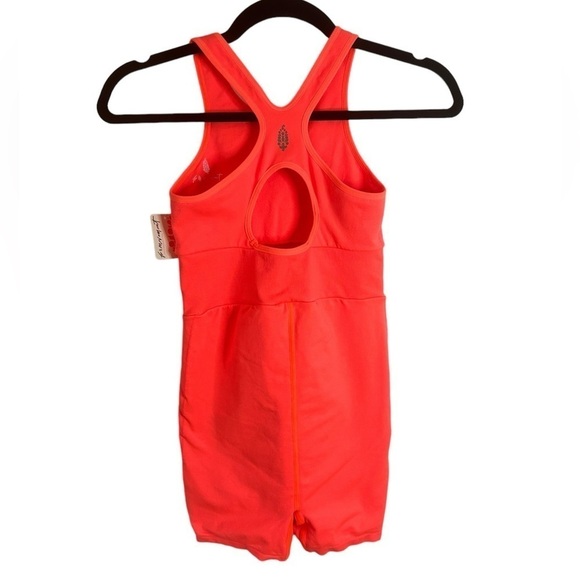 Free People Movement Every Single Time Runsie Neon Coral Romper Sz XS/S NWT - Picture 16 of 16